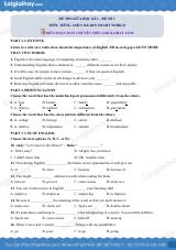 Đề thi giữa kì 1 Tiếng Anh 9 iLearn Smart World - Đề số 1